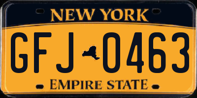 NY license plate GFJ0463