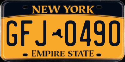 NY license plate GFJ0490