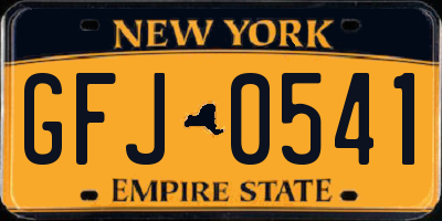 NY license plate GFJ0541