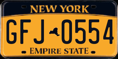 NY license plate GFJ0554