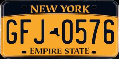 NY license plate GFJ0576