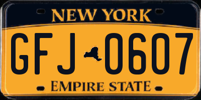 NY license plate GFJ0607