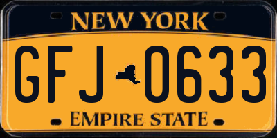 NY license plate GFJ0633