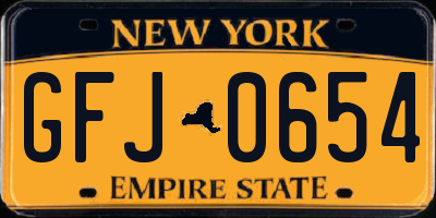NY license plate GFJ0654