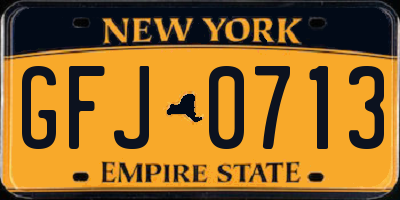 NY license plate GFJ0713