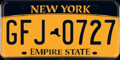 NY license plate GFJ0727