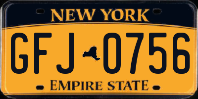 NY license plate GFJ0756
