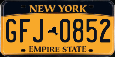 NY license plate GFJ0852