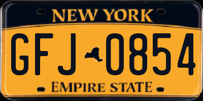 NY license plate GFJ0854