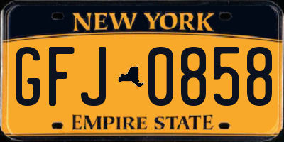 NY license plate GFJ0858