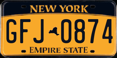 NY license plate GFJ0874
