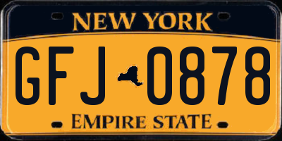 NY license plate GFJ0878