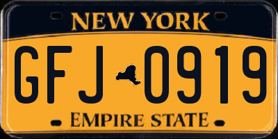 NY license plate GFJ0919
