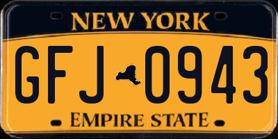 NY license plate GFJ0943