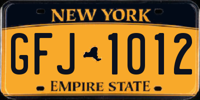 NY license plate GFJ1012