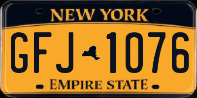 NY license plate GFJ1076