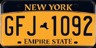 NY license plate GFJ1092