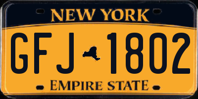 NY license plate GFJ1802