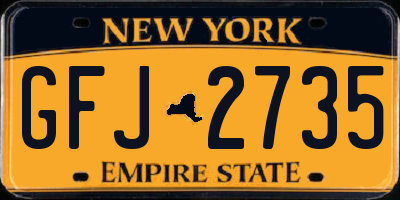 NY license plate GFJ2735