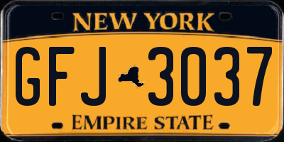 NY license plate GFJ3037