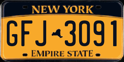 NY license plate GFJ3091