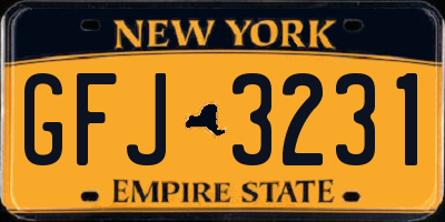 NY license plate GFJ3231