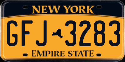 NY license plate GFJ3283