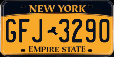 NY license plate GFJ3290