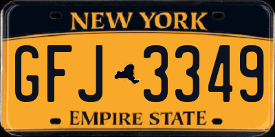 NY license plate GFJ3349