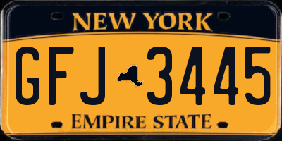 NY license plate GFJ3445