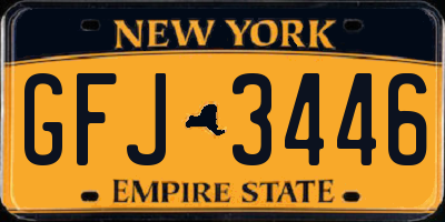 NY license plate GFJ3446