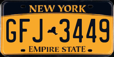 NY license plate GFJ3449