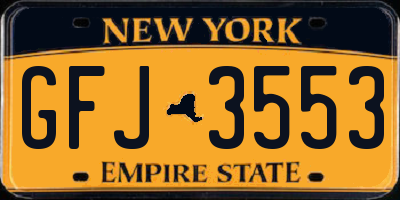 NY license plate GFJ3553