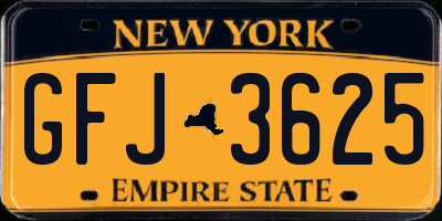 NY license plate GFJ3625