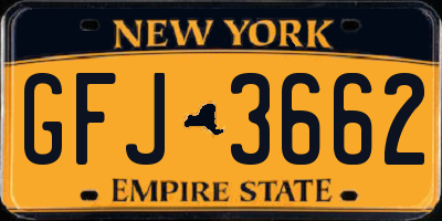 NY license plate GFJ3662