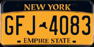NY license plate GFJ4083