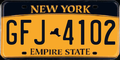 NY license plate GFJ4102