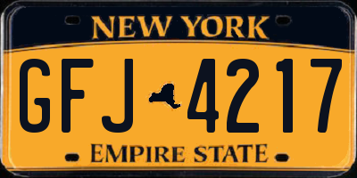 NY license plate GFJ4217