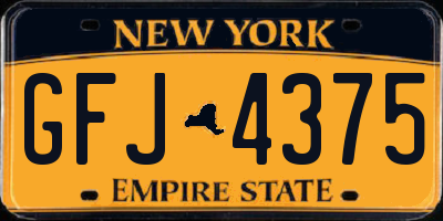 NY license plate GFJ4375