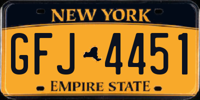 NY license plate GFJ4451