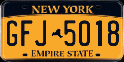 NY license plate GFJ5018