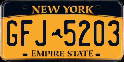 NY license plate GFJ5203