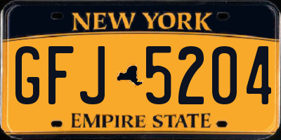 NY license plate GFJ5204
