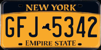 NY license plate GFJ5342