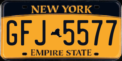 NY license plate GFJ5577