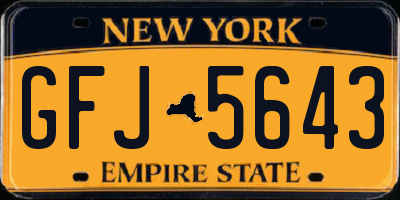 NY license plate GFJ5643