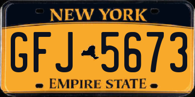 NY license plate GFJ5673