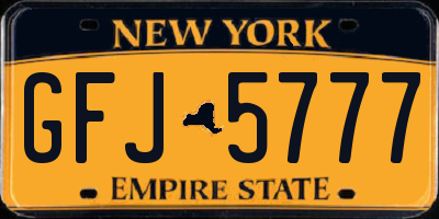 NY license plate GFJ5777