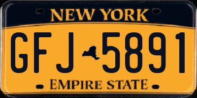 NY license plate GFJ5891
