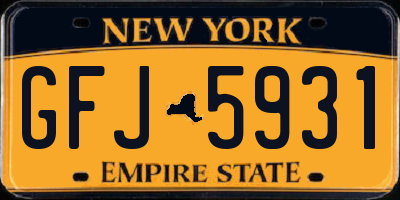 NY license plate GFJ5931